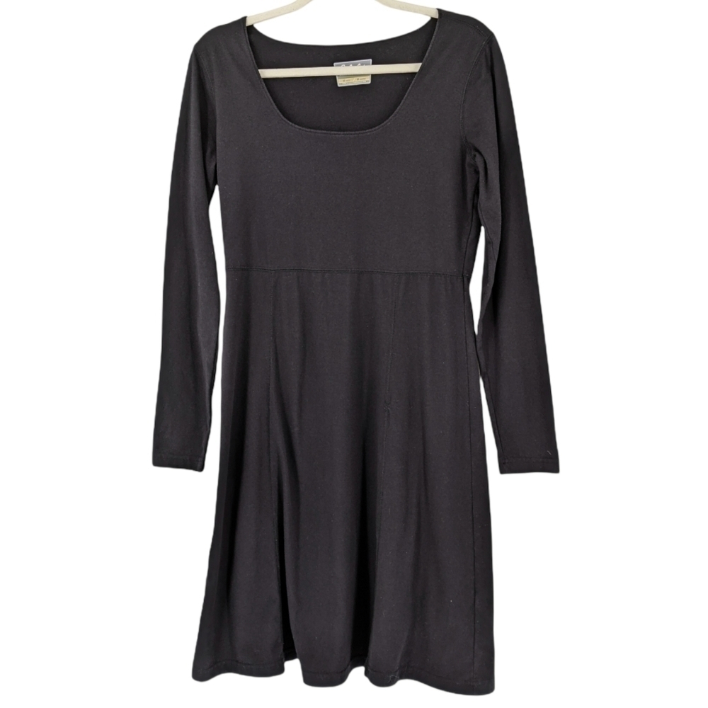 Cabela's Black Tee Shirt Dress Long Sleeve Modal Cotton Blend Stretch Pullover M - Picture 1 of 12